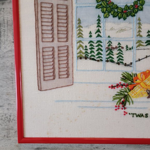 Twas the night before Christmas Red Framed Christmas Cross-stitched Wall… - Picture 4 of 16